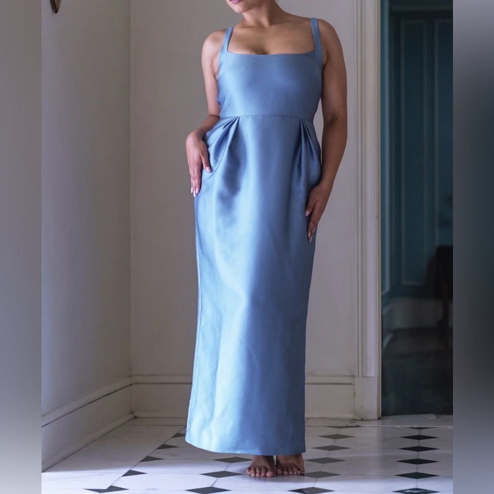 Maison Amory Tulip Maxi Dress Dusty Blue